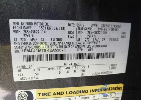 2019 Ford Expedition Platinum z USA, uszkodzony, nr VIN 1FMJU1MT9KEA52828